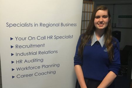 Lions Youth of the Year Winner 2015 pictured in front of Pinnacle People Solutions Banner