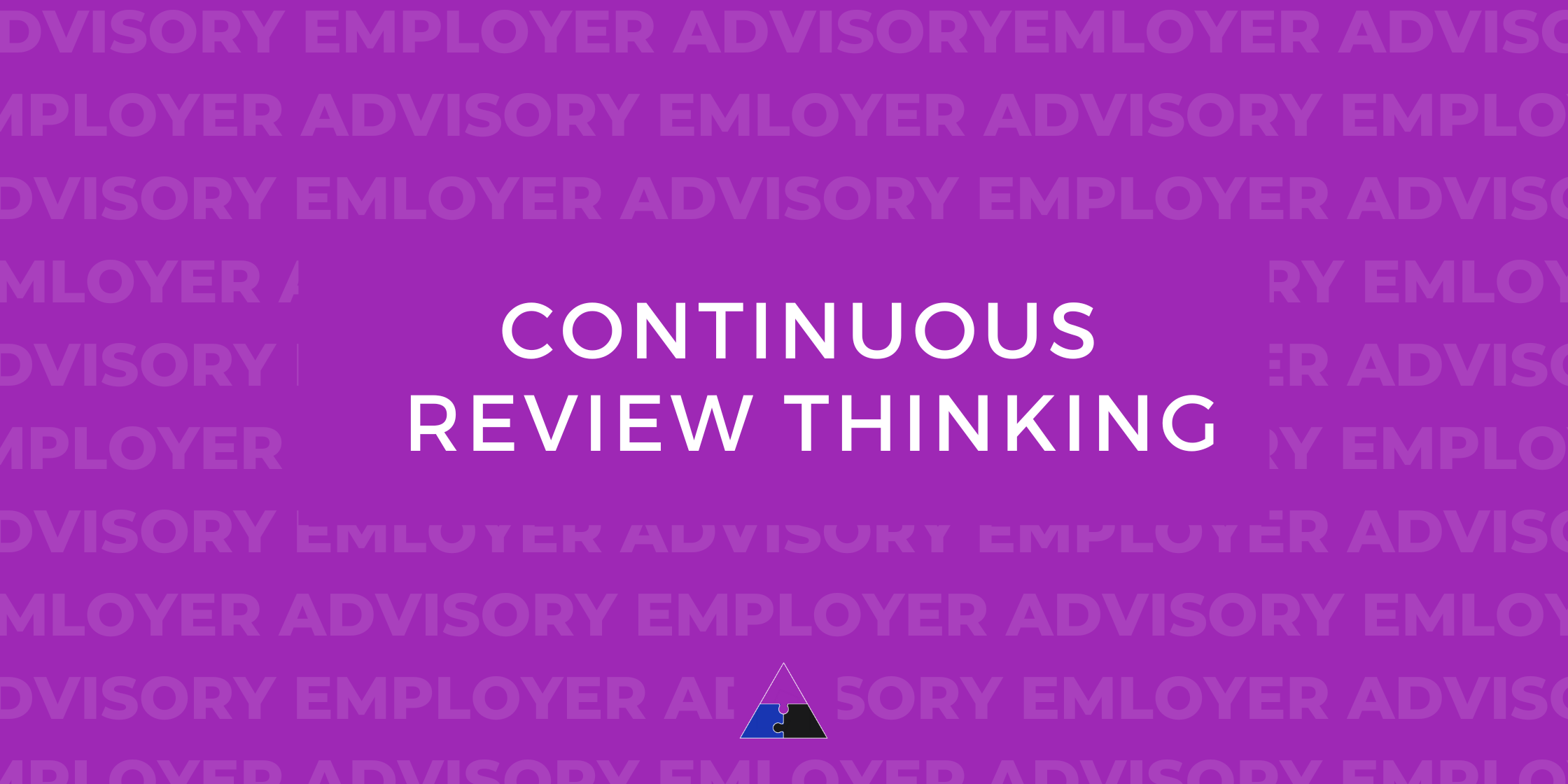 White text saying Continuous Review Thinking on purple background